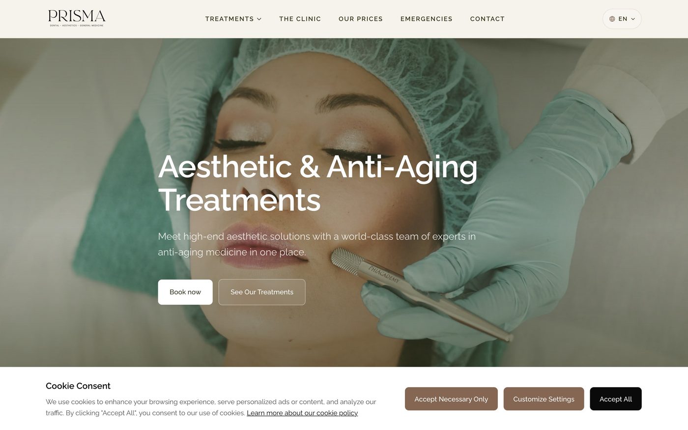Prisma Clinic website